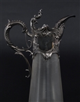 ART NOUVEAU SILVERPLATE & CRYSTAL CLARET JUGS 