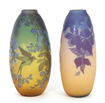 CAMEO GLASS VASES - FRUIT & AVIAN DESIGNS