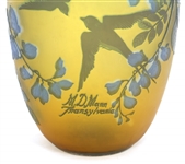 CAMEO GLASS VASES - FRUIT & AVIAN DESIGNS