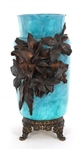 EMILE GALLE STONEWARE HIGH RELIEF FLORAL VASE