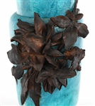 EMILE GALLE STONEWARE HIGH RELIEF FLORAL VASE