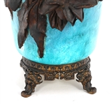 EMILE GALLE STONEWARE HIGH RELIEF FLORAL VASE