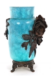 EMILE GALLE STONEWARE HIGH RELIEF FLORAL VASE