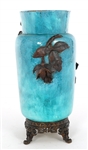 EMILE GALLE STONEWARE HIGH RELIEF FLORAL VASE