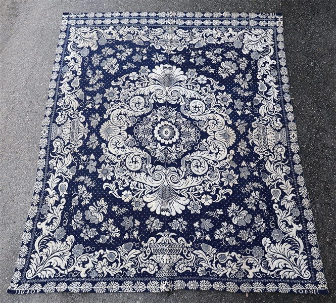 19th C. JACQUARD TAPESTRY COVERLET