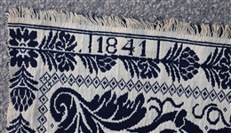 19th C. JACQUARD TAPESTRY COVERLET