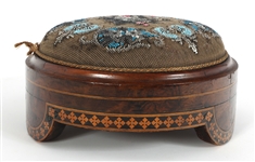 PAIR VICTORIAN BEADED GOUT FOOTSTOOLS