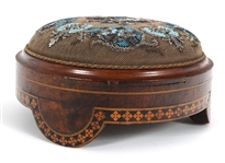 PAIR VICTORIAN BEADED GOUT FOOTSTOOLS