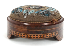 PAIR VICTORIAN BEADED GOUT FOOTSTOOLS