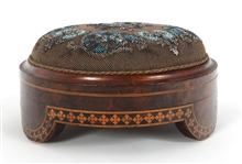 PAIR VICTORIAN BEADED GOUT FOOTSTOOLS