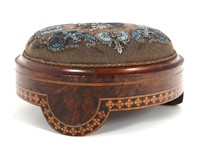 PAIR VICTORIAN BEADED GOUT FOOTSTOOLS