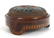 PAIR VICTORIAN BEADED GOUT FOOTSTOOLS