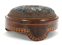 PAIR VICTORIAN BEADED GOUT FOOTSTOOLS