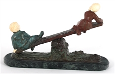 AFTER JOSEPH D'ASTE BRONZE SEE SAW SCULPTURE