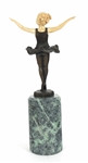 AFTER J. PREISS BALLERINA BRONZE STATUE ON MARBLE BASE