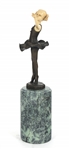 AFTER J. PREISS BALLERINA BRONZE STATUE ON MARBLE BASE
