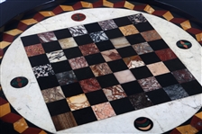 VICTORIAN CIRCULAR SPECIMEN MARBLE CHESS GAME TABLE