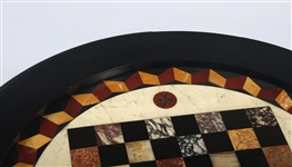 VICTORIAN CIRCULAR SPECIMEN MARBLE CHESS GAME TABLE