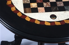 VICTORIAN CIRCULAR SPECIMEN MARBLE CHESS GAME TABLE