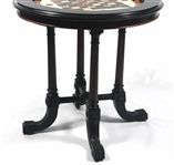 VICTORIAN CIRCULAR SPECIMEN MARBLE CHESS GAME TABLE