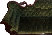 VICTORIAN ROSEWOOD & EMERALD GREEN VELVET COUCH