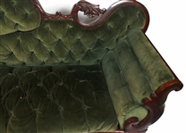 VICTORIAN ROSEWOOD & EMERALD GREEN VELVET COUCH