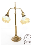 QUEZAL ART GLASS DOUBLE TABLE LAMP