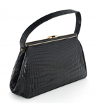 COBLENTZ MID-20TH C. ALLIGATOR BLACK LEATHER EVENING BAG
