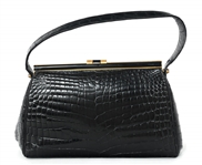 COBLENTZ MID-20TH C. ALLIGATOR BLACK LEATHER EVENING BAG