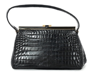 COBLENTZ MID-20TH C. ALLIGATOR BLACK LEATHER EVENING BAG