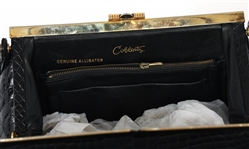 COBLENTZ MID-20TH C. ALLIGATOR BLACK LEATHER EVENING BAG