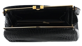 COBLENTZ MID-20TH C. ALLIGATOR BLACK LEATHER EVENING BAG