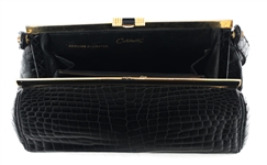 COBLENTZ MID-20TH C. ALLIGATOR BLACK LEATHER EVENING BAG