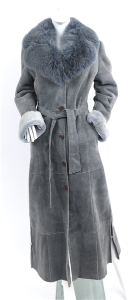 CRESCENT STAR LAMBSKIN & FAUX FUR FLOOR LENGTH COAT