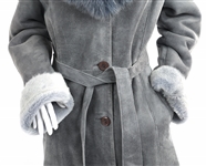 CRESCENT STAR LAMBSKIN & FAUX FUR FLOOR LENGTH COAT