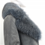 CRESCENT STAR LAMBSKIN & FAUX FUR FLOOR LENGTH COAT