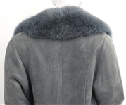 CRESCENT STAR LAMBSKIN & FAUX FUR FLOOR LENGTH COAT