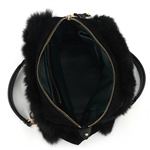 MARC JACOBS BLACK FAUX FUR & BRASS CHAIN BOWLING BAG