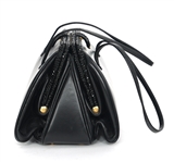 JUDITH LEIBER RHINESTONE & LEATHER BLACK EVENING BAG