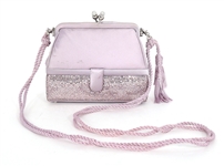 JUDITH LEIBER SATIN & RHINESTONE LAVENDER EVENING BAG 