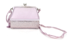 JUDITH LEIBER SATIN & RHINESTONE LAVENDER EVENING BAG 