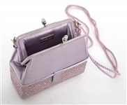 JUDITH LEIBER SATIN & RHINESTONE LAVENDER EVENING BAG 