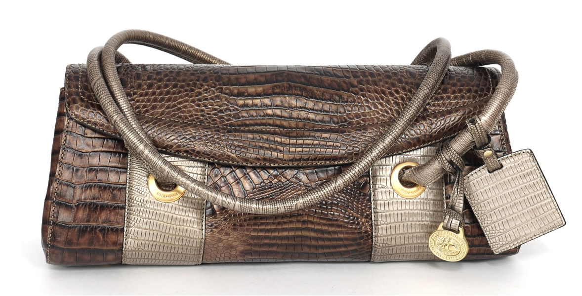 BRAHMIN LEATHER ROSALIE COOPER BAGUETTE BAG