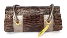 BRAHMIN LEATHER ROSALIE COOPER BAGUETTE BAG