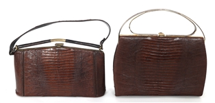 MID-20TH C. BLACK, BROWN, & TAN LEATHER HANDBAGS 
