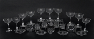 WEBB CORBETT ROCK CRYSTAL WINE GLASSES & PUNCH CUPS