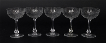 WEBB CORBETT ROCK CRYSTAL WINE GLASSES & PUNCH CUPS