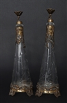 ART NOUVEAU BRASS & CRYSTAL DECANTERS 
