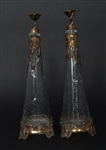 ART NOUVEAU BRASS & CRYSTAL DECANTERS 