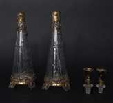 ART NOUVEAU BRASS & CRYSTAL DECANTERS 